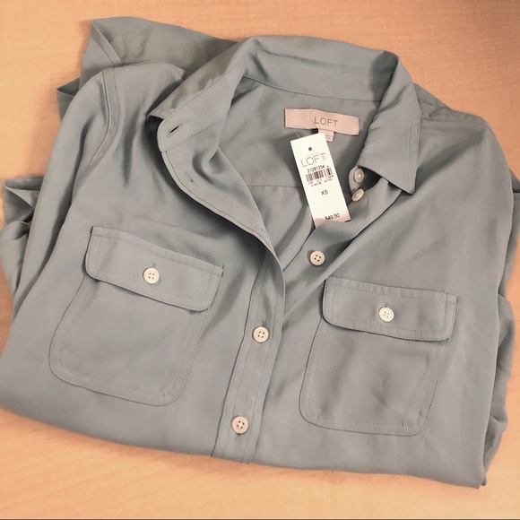 LOFT Utility Blouse in Mint Green - Picture 4 of 5